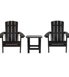 OSC Designs 3-Piece All-Weather Black Adirondack Chairs with Side Table Set