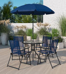 OSC Designs Nantucket 6-Piece Blue Patio Garden Set with Umbrella - Sample View