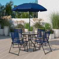 OSC Designs Nantucket 6-Piece Blue Patio Garden Set with Umbrella - Sample View