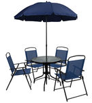 OSC Designs Nantucket 6-Piece Blue Patio Garden Set with Umbrella