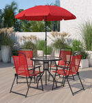 OSC Designs Nantucket 6-Piece Red Patio Garden Set with Umbrella - Sample View