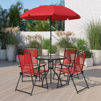 OSC Designs Nantucket 6-Piece Red Patio Garden Set with Umbrella - Sample View