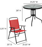 OSC Designs Nantucket 6-Piece Red Patio Garden Set with Umbrella - Dimensions