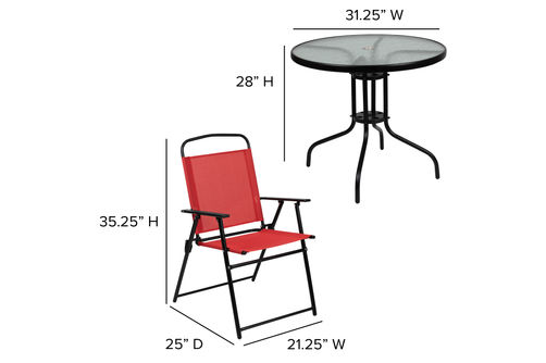 OSC Designs Nantucket 6-Piece Red Patio Garden Set with Umbrella - Dimensions