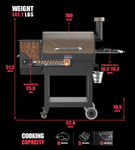 ASMOKE Signature Bronze 8 in 1 Wood Pellet Grill - Specs