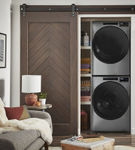 Whirlpool Chrome Shadow 4.5 Cu. Ft. Front Load Washer and 7.4 Cu. Ft. Electric Wrinkle Shield Dryer Pair - Stackable View