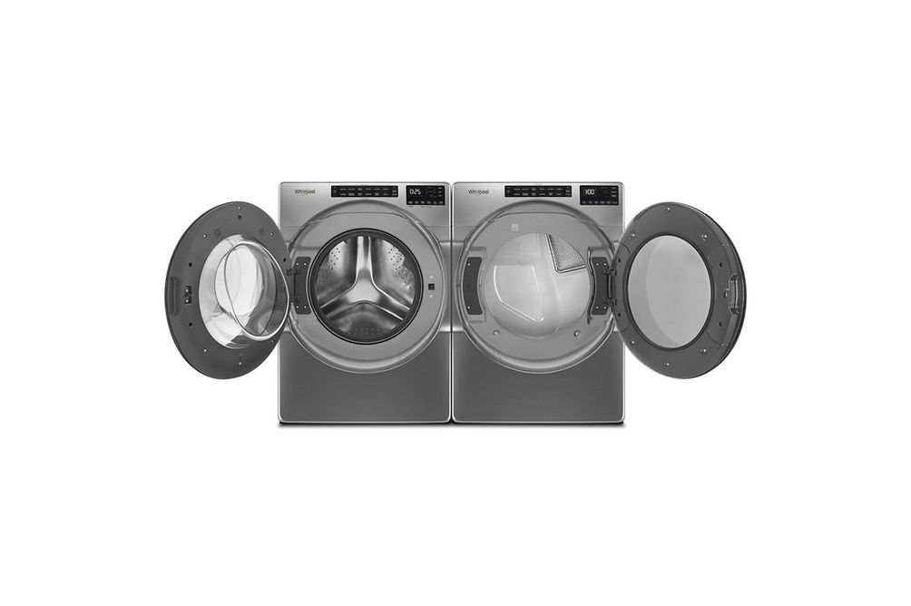 Whirlpool Chrome Shadow 4.5 Cu. Ft. Front Load Washer and 7.4 Cu. Ft. Electric Wrinkle Shield Dryer Pair - Interior View
