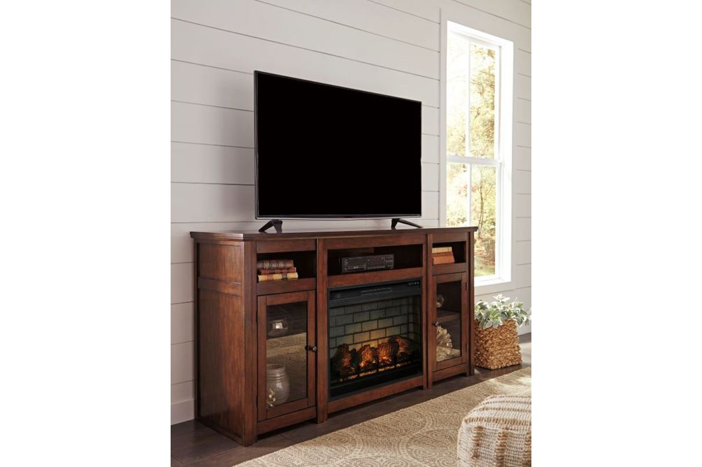 Signature Design by Ashley Harpan 72 Inch Electric Fireplace TV Stand- Sample Room View