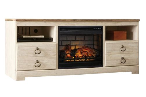 Signature Design by Ashley Willowton 64 Inch TV Stand with Electric Fireplace