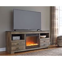 Signature Design by Ashley Trinell 63 Inch TV Stand with Electric Fireplace- Sample Room View