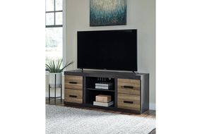 Signature Design by Ashley Harlinton 60 Inch TV Stand with Electric Fireplace- Sample Room View