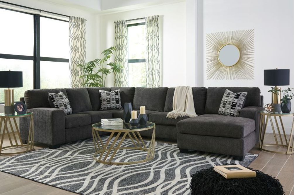 Signature Design by Ashley Ballinasloe-Smoke 3-Piece Sectional with Chaise - Sample Room View