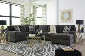 Signature Design by Ashley Ballinasloe-Smoke 3-Piece Sectional with Chaise - Sample Room View
