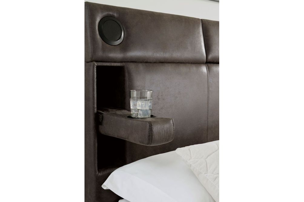 Signature Design by Ashley Mirlenz King Storage Bed with Speakers - Cup Holders