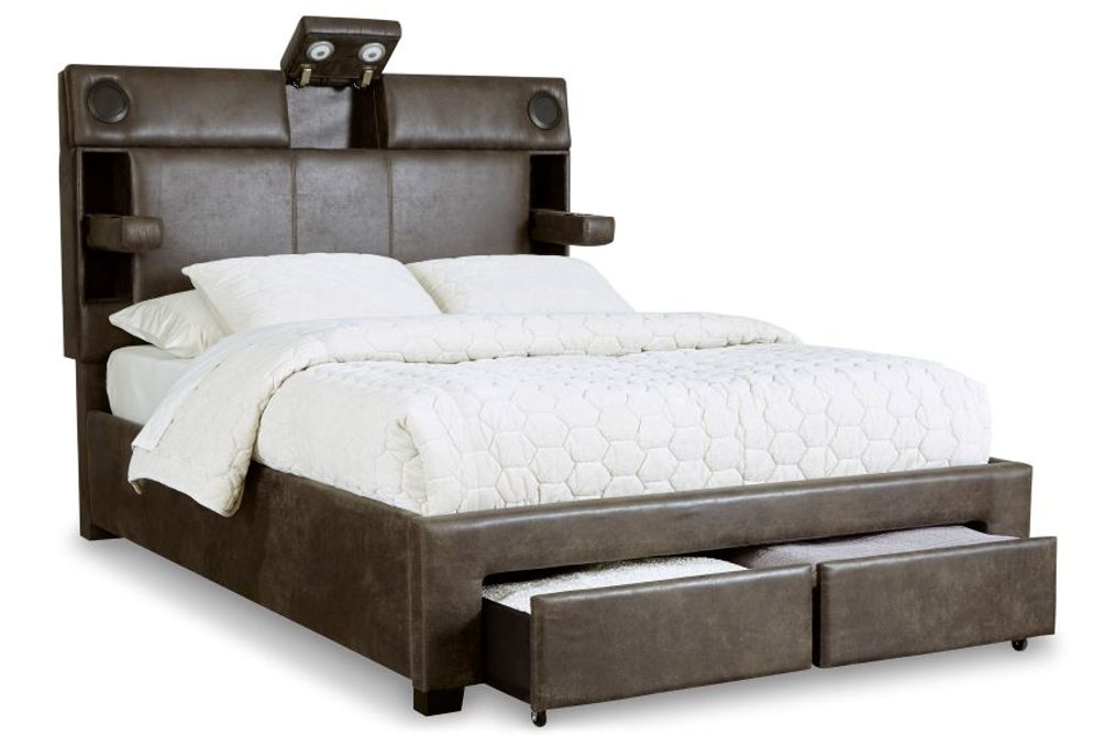 Signature Design by Ashley Mirlenz King Storage Bed with Speakers - Features