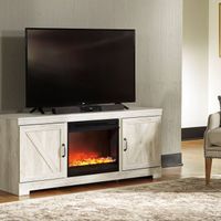 Signature Design by Ashley Bellaby 63 Inch TV Stand with Electric Fireplace Insert - Sample Room View