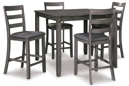 Signature Design by Ashley Bridson Counter Height Dining Table and Bar Stools Gray