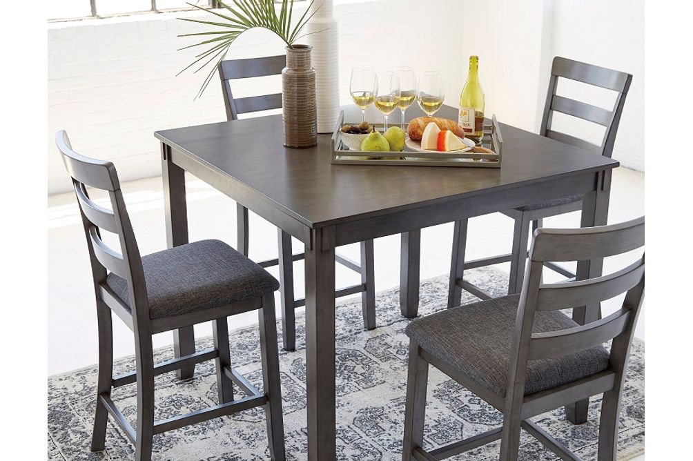 Signature Design by Ashley Bridson Counter Height Dining Table and Bar Stools Gray - Alternate View