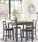 Signature Design by Ashley Bridson Counter Height Dining Table and Bar Stools Gray - Sample Room View