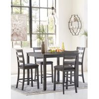 Signature Design by Ashley Bridson Counter Height Dining Table and Bar Stools Gray - Sample Room View