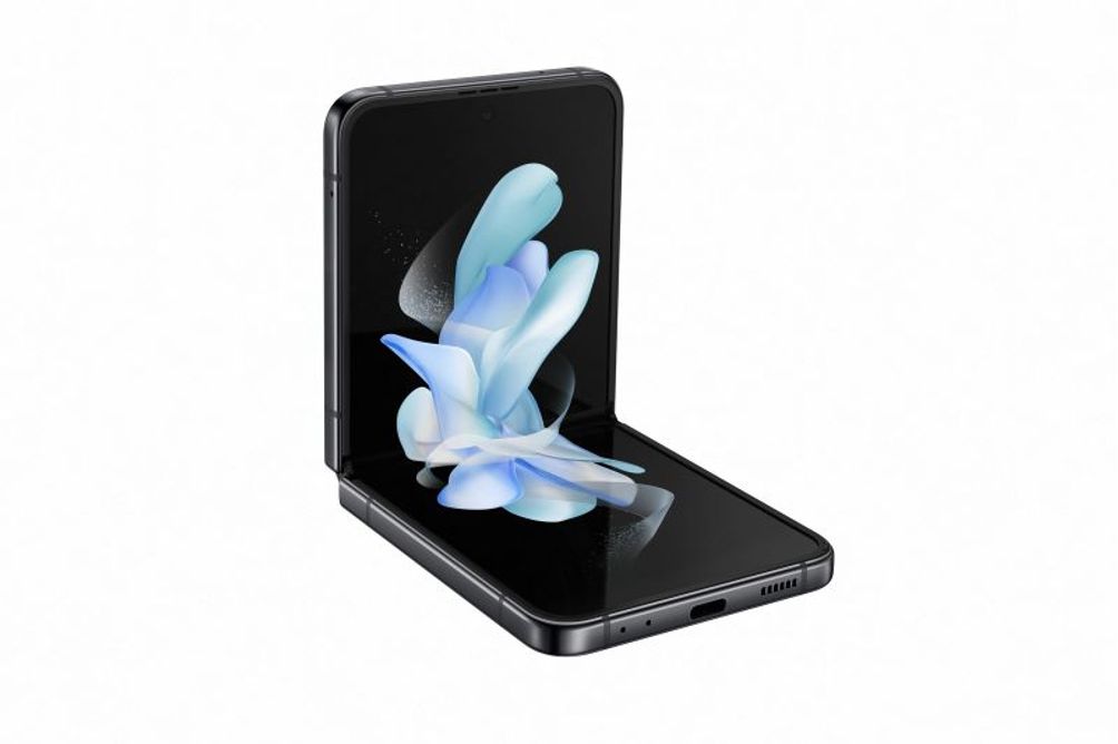 Samsung 6.7 Inch Galaxy Z Flip4 128GB Phantom Black - Side Angle View