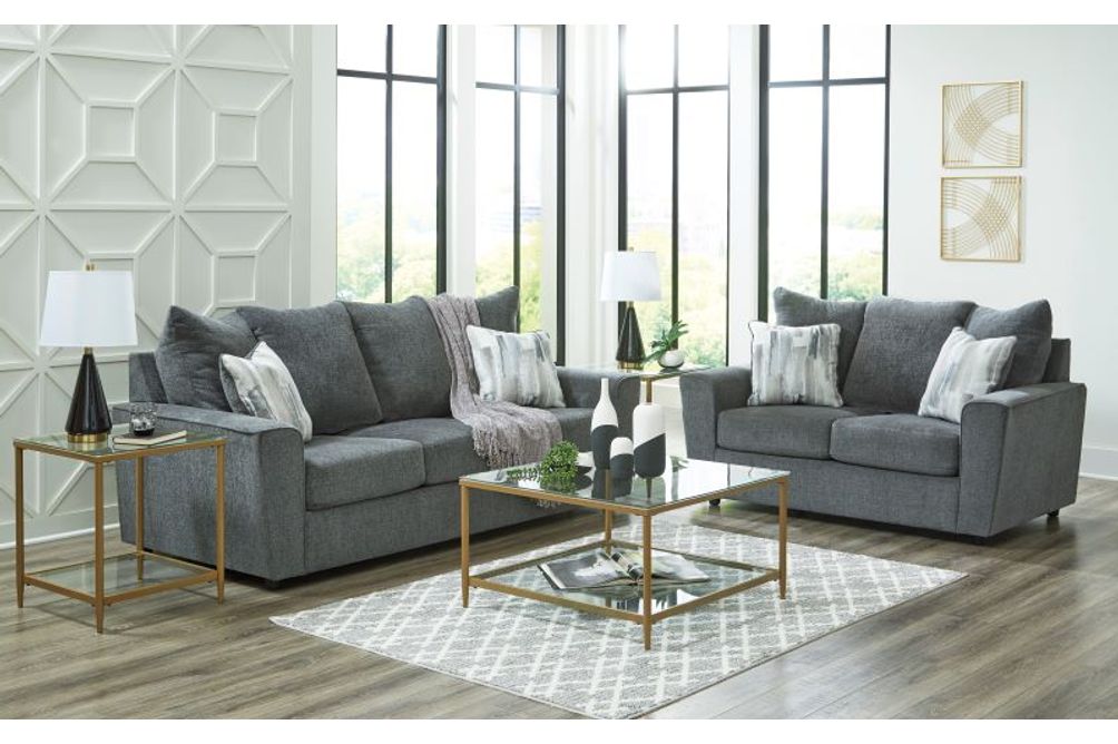 Signature Design by Ashley Stairatt-Gravel Sofa and Loveseat - Sample Room View