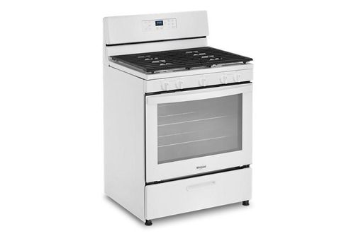 Whirlpool White 5.1 Cu. Ft. Freestanding Gas Range with Edge to Edge Cooktop - Side Angle View