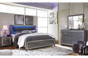 Signature Design by Ashley Lodanna 6-Piece King Upholstered Panel Bedroom Set  - Sample Room View