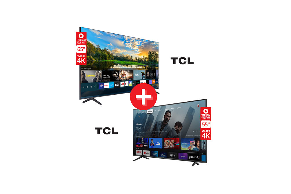 TCL 55 Inch 4K UHD LED Smart Google TV 55S446 + TCL 65 Inch 4K HDR QLED Dolby Vision Google Smart TV 65S546 Bundle