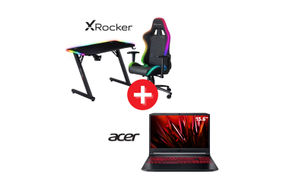 X Rocker Cobra LED Gaming Desk and Thrasher PC Gaming Chair + Acer 15.6