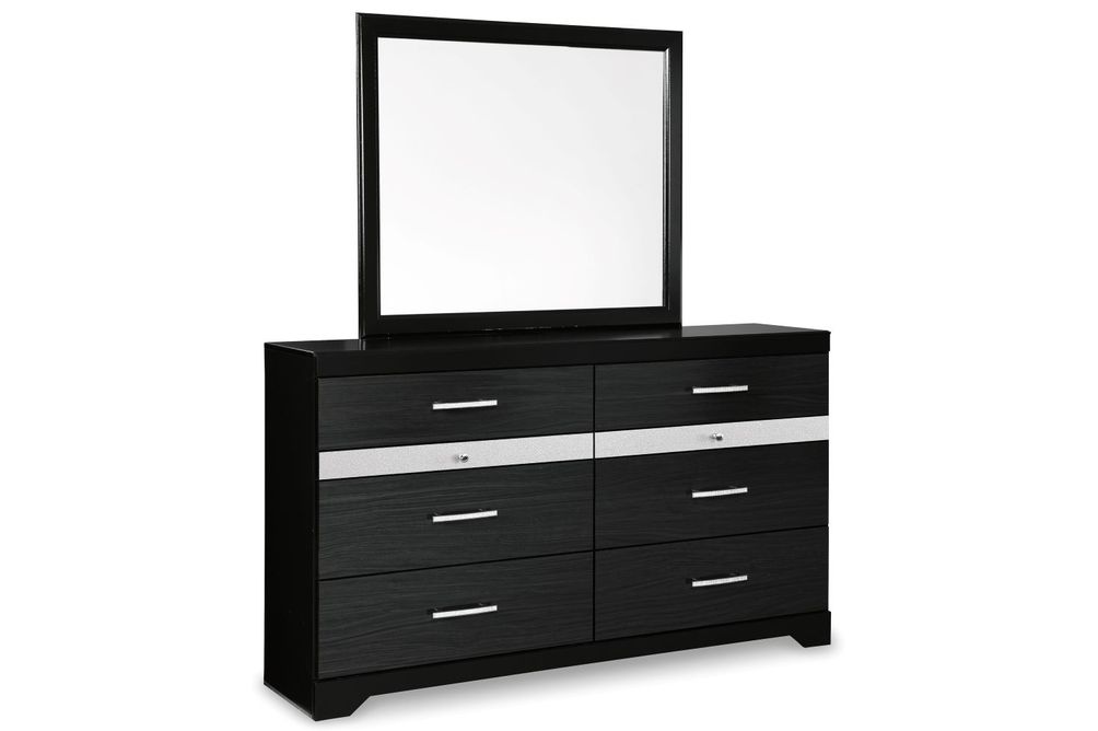 Signature Design by Ashley Starberry 4-Piece Queen Panel Bedroom Set - Dresser and Mirror