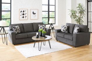 Signature Design by Ashley Cascilla-Slate Sofa and Loveseat - Sample Room View Signature Design by Ashley Cascilla-Slate Sofa and Loveseat - Sample Room View