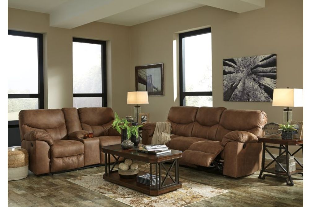 Signature Design by Ashley Boxberg-Bark Reclining Sofa and Loveseat- Sample Room View