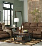 Signature Design by Ashley Tulen-Chocolate Manual Reclining Sofa and Loveseat - Sample Room View