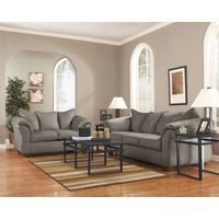 Signature Design by Ashley Darcy-Cobblestone  Sofa and Loveseat - Sample Room View