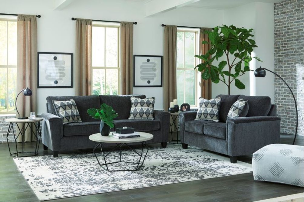 Signature Design by Ashley Abinger-Smoke Sofa and Loveseat Living Room Set - Sample Room View