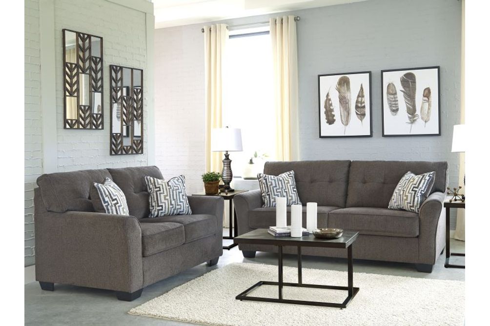 Benchcraft Alsen-Granite Sofa and Loveseat - Sample Room View