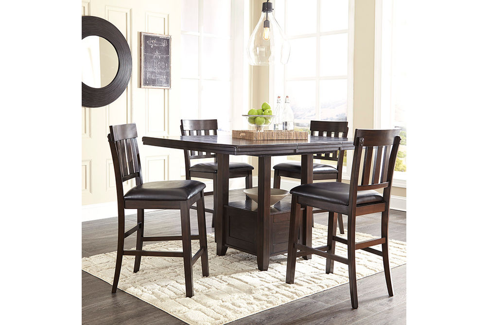 Signature Design by Ashley Haddigan Counter Height Dining Table and 4 Barstools Set - Sample Room View