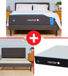 Nectar Classic 4.0 12 Inch King Memory Foam Mattress + King Gray Upholstered Platform Bed Frame