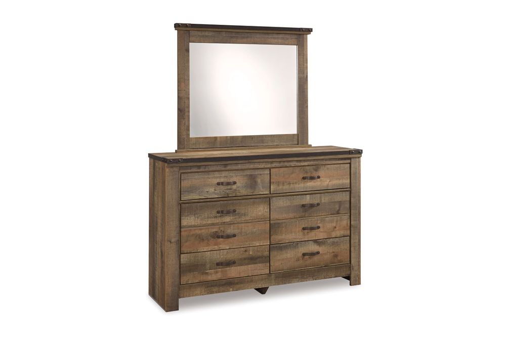 Signature Design by Ashley Trinell 4-Piece Queen Panel Bedroom Set - Dresser and Mirror