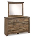 Signature Design by Ashley Trinell 4-Piece Queen Panel Bedroom Set - Dresser and Mirror