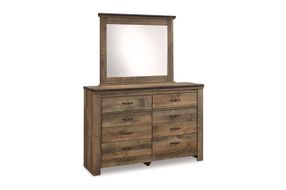 Signature Design by Ashley Trinell 4-Piece Queen Panel Bedroom Set - Dresser and Mirror