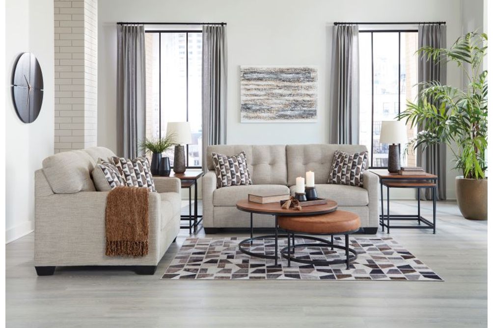 Signature Design by Ashley Mahoney-Pebble Sofa and Loveseat- Sample Room View
