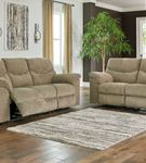 Signature Design by Ashley Alphons Reclining Sofa and Loveseat -Briar- Sample Room View