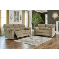 Signature Design by Ashley Alphons Reclining Sofa and Loveseat -Briar- Sample Room View