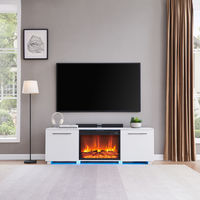 Living Essentials Medford LED 76" White TV Stand with Fireplace Insert