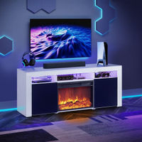 Living Essentials Lenexa LED TV Stand White/Black with Fireplace Insert