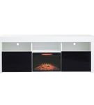 Living Essentials Lenexa LED TV Stand White/Black with Fireplace Insert