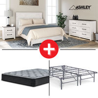 Signature Design by Ashley Gerridan 5-Piece Queen Bedroom Set + Mattress + Bed Frame Bundle 