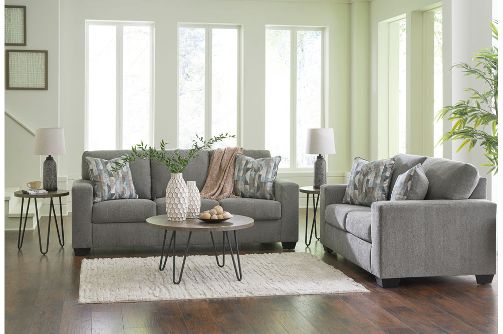 Signature Design by Ashley Deltona-Graphite Sofa and Loveseat - Sample Room View